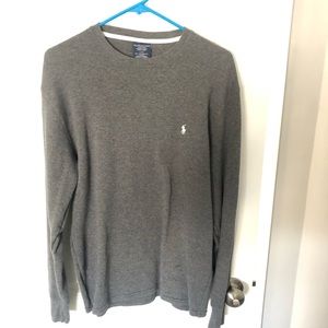Polo grey thermal long sleeve waffle tee
